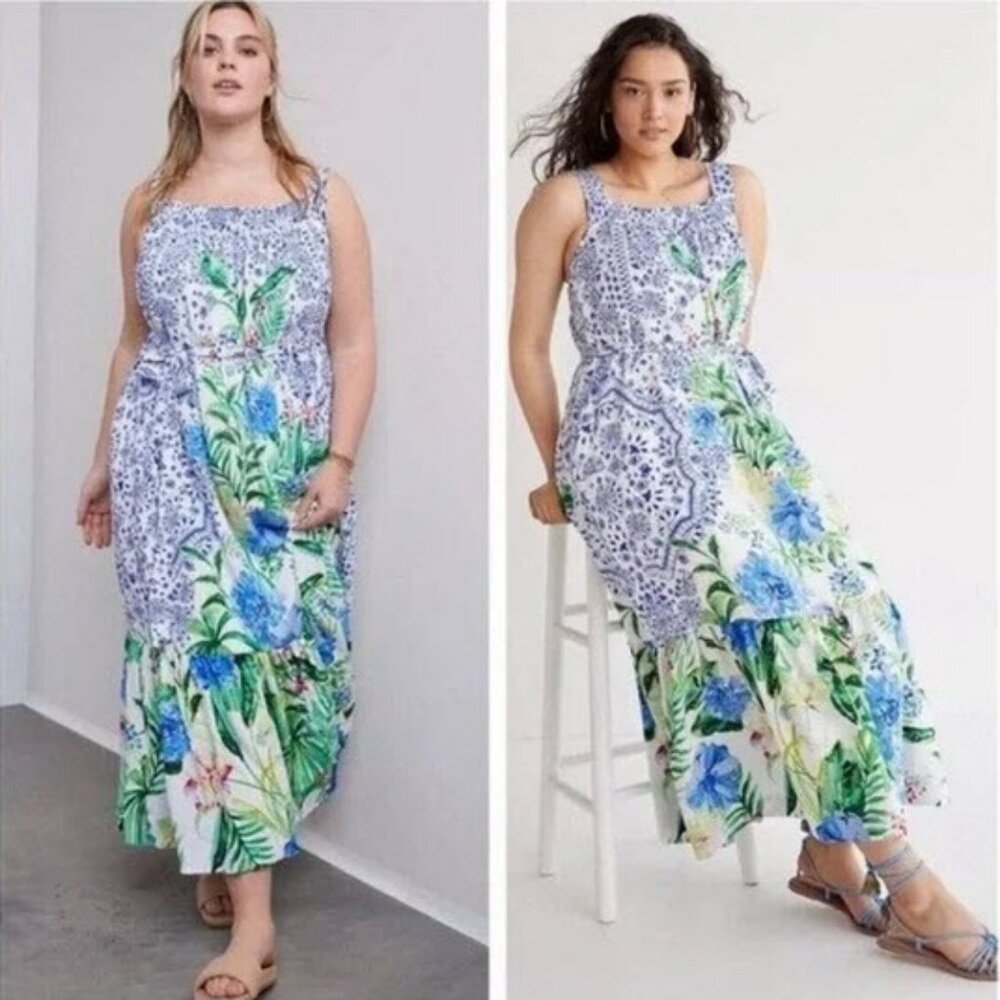 Anthropologie Maeve Bouquet Flounced Maxi Dress - Sz XS